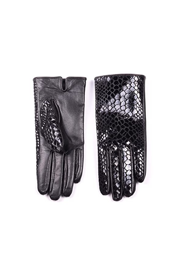 Gants dhiver courts en cuir pour femme, Noir , XL