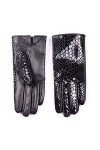 Gants dhiver courts en cuir pour femme, Noir , XL