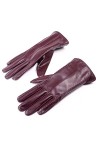 Gants dhiver en cuir pour femme avec doublure épaisse et chaude pour écran tactile, bordeaux, M