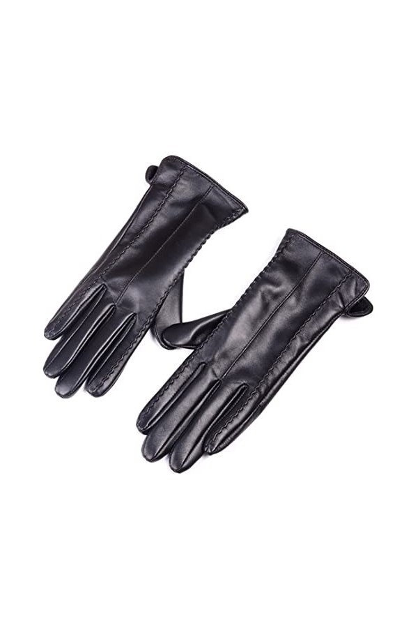 Gants dhiver en cuir pour femme avec doublure épaisse et chaude pour écran tactile, bordeaux, M