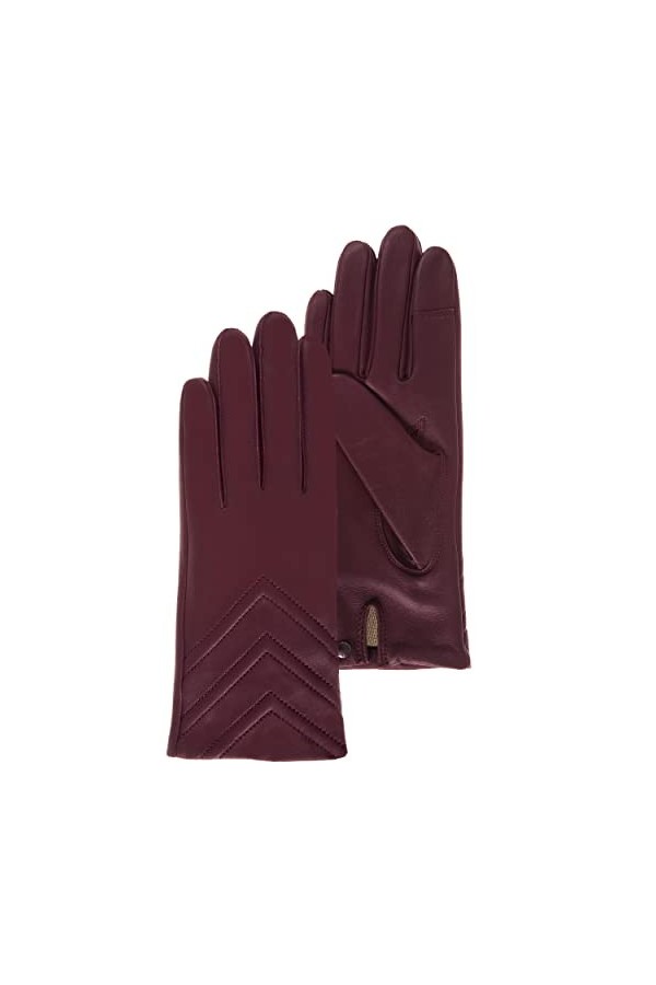 Isotoner Gants femme tactiles en cuir dagneau pleine fleur - doublés soie
