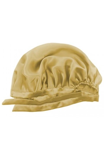 Desmend Bonnet de sommeil 100 % soie de mûrier naturelle 19 momme pour femme, bonnet de sommeil en soie avec rubans réglables