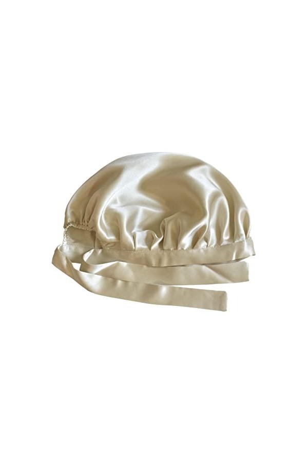 Desmend Bonnet de sommeil 100 % soie de mûrier naturelle 19 momme pour femme, bonnet de sommeil en soie avec rubans réglables
