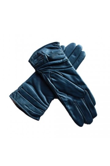 Gants en peau de mouton pour femme - Doublure en polaire élastique - Chauds - Automne et hiver - Couleur rétro, gris, 8.5