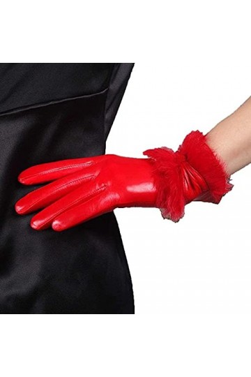 GHCXY Moufles unisexes pour adulte - En cuir - Soyeux - Tendance - Simples - Chaudes - Glamour - Pour lextérieur - Rouge - T