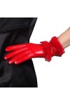 GHCXY Moufles unisexes pour adulte - En cuir - Soyeux - Tendance - Simples - Chaudes - Glamour - Pour lextérieur - Rouge - T