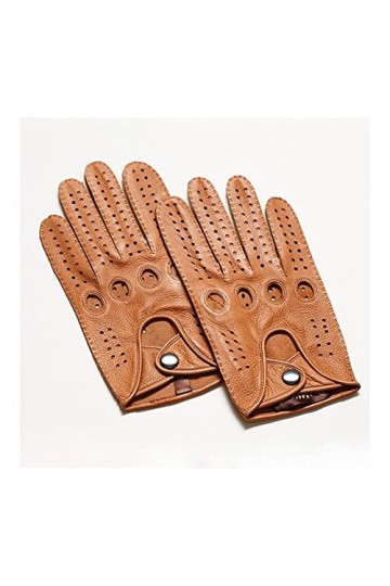 TGRTY Gants dhiver en cuir véritable pour homme et femme - Gants en peau de mouton - Noir - Gants de conduite respirants - G