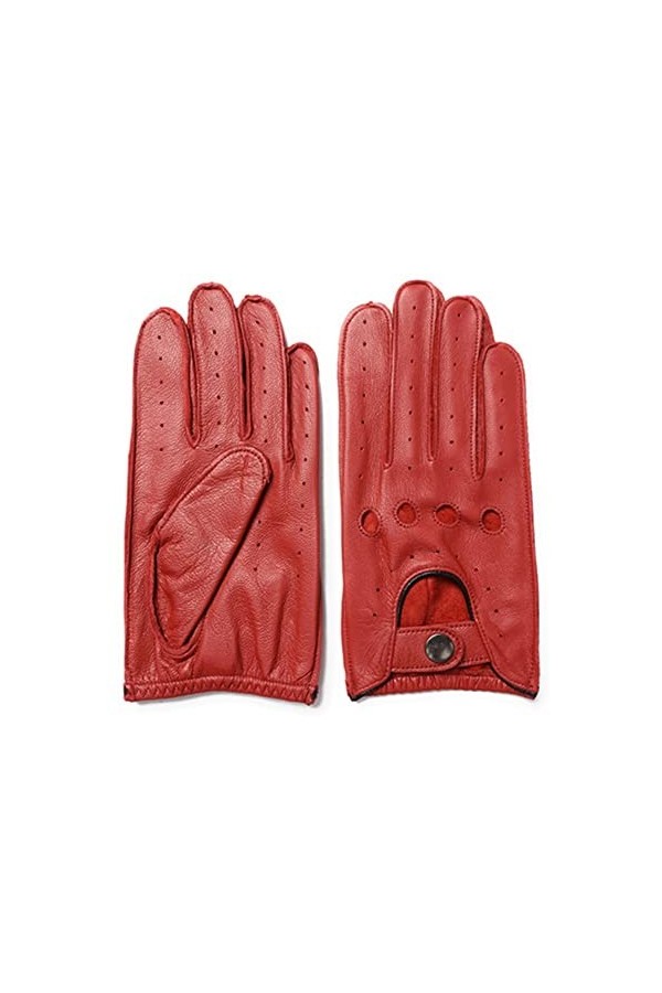 TGRTY Gants dhiver en cuir véritable pour homme et femme - Gants en peau de mouton - Noir - Gants de conduite respirants - G