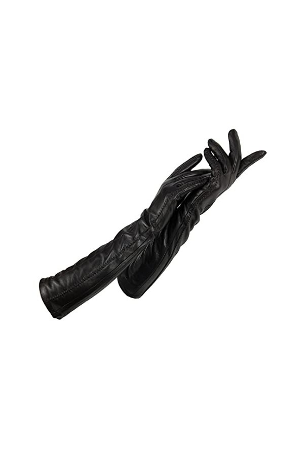 Gants dhiver pour femme avec doublure en cachemire - Gants longs pour coudes et bras - Gants en cuir véritable
