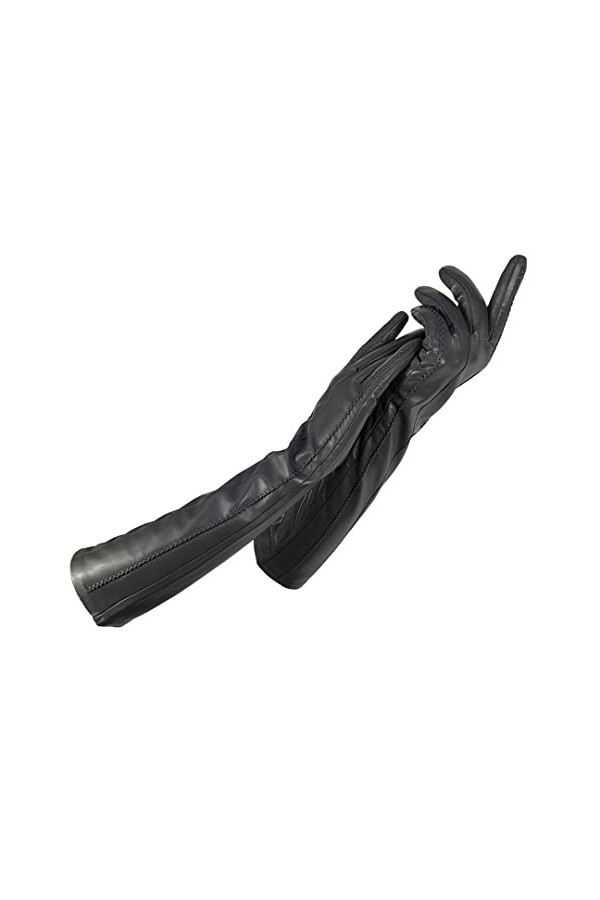 Gants dhiver pour femme avec doublure en cachemire - Gants longs pour coudes et bras - Gants en cuir véritable