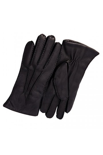 YISEVEN Femmes Gants en Cuir de Cerf Doublés de Cachemire Cousus à La Main Classique à Trois Points et Manchette Longue pour 