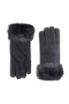 YISEVEN Femme Gants en Cuir Peau de Mouton Hiver Nouveau Chaud Épais Fourrure Doublée Mérinos avec Manchette de Fourrure Élég