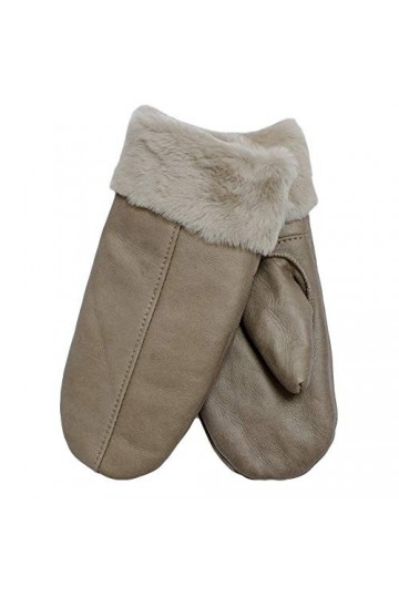 SamWo Chauffe-Reins, Gants/moufles pour Femme, 100% Laine dagneau, Taille : M, beigegrau Q