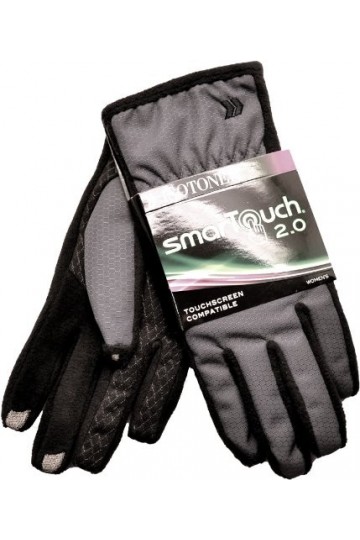 Isotoner Womens Smartouch 2.0 Matrix Nylon Gloves - Ultra Plush Lined M/l Charcoal 