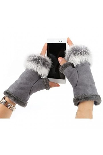 INGVY Gants dhiver semi-moufles en hiver doux et chaud en laine tricotée protège-bras gants courts doux et chauds gants de t