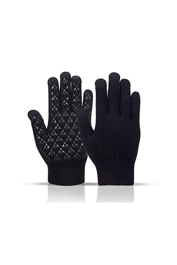 Gants dhiver pour Hommes/Femmes Gants en Laine Dames, Gants de Doigts fendus à lécran Tactile des Gants Chauds avec Une Dou