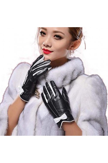 Décoration De Noël Gants dhiver Qiulv PU Gants en Cuir Femme Écran Tactile Chaud Gants À Doigt Complet Gants en Daim Mode Th