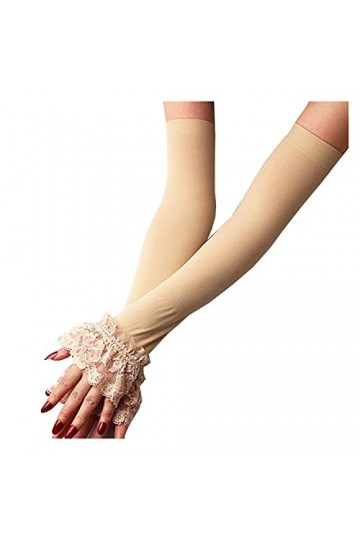 Roytil Gants de Protection Solaire dété Femmes Manches Courtes Poignets en Dentelle Poignets Bracelets Solide Noir Blanc Gan