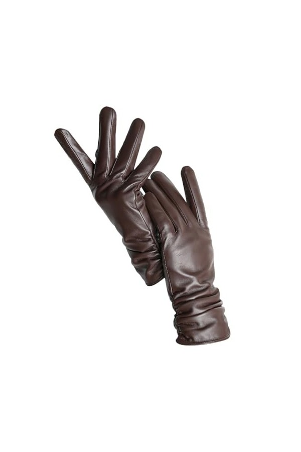 Gants dhiver chauds en peau de mouton pour femme - En polaire - Courts et fins - Pour écran tactile