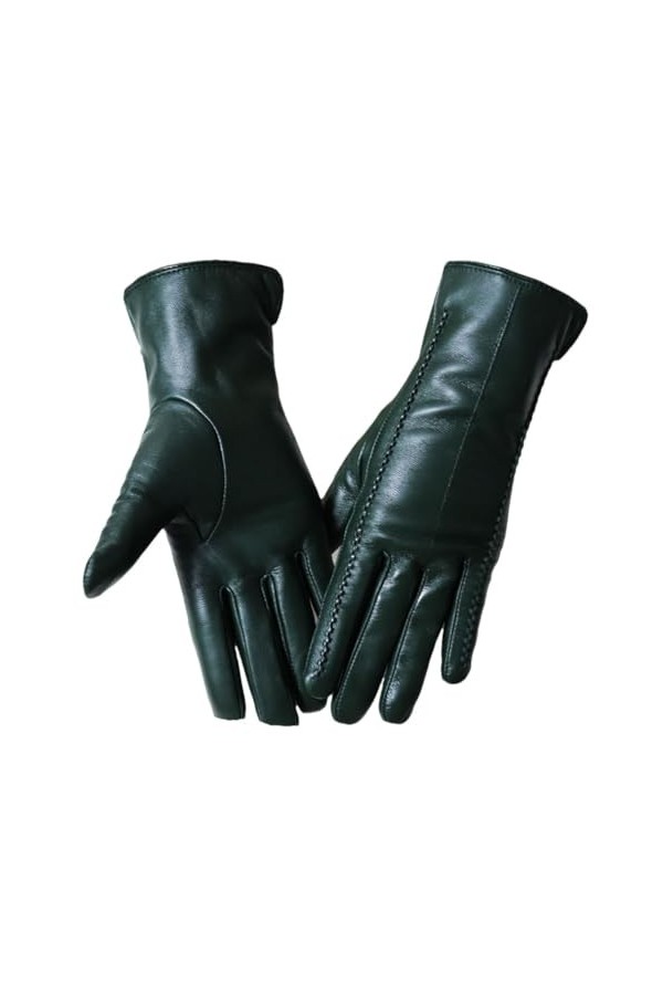 Gants déquitation en peau de mouton véritable pour femme, gants dhiver chauds et épais en cuir pour écran tactile