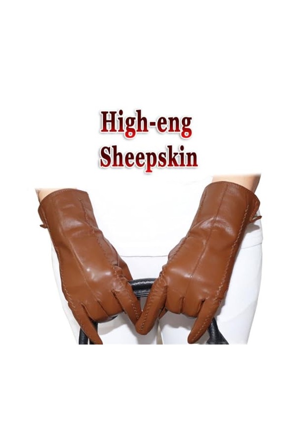 Gants déquitation en peau de mouton véritable pour femme, gants dhiver chauds et épais en cuir pour écran tactile