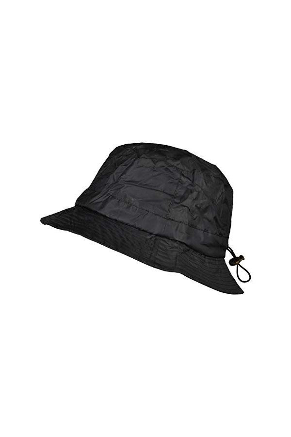 TOUTACOO, Bob de Pluie, Chapeau de Pluie, Ajustable, Aspect Nylon 01-Noir, Small 