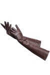 Gants multicolores pour femmes, gants en cuir de 50 cm de long, gants en cuir pour femmes, gants dhiver pour femmes, noir fo