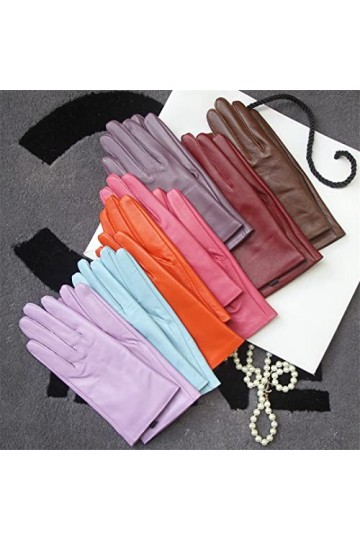 Gants élégants en peau dagneau pour femme Automne et hiver Plus Gants en cuir véritable Velours Gants courts en peau de mout