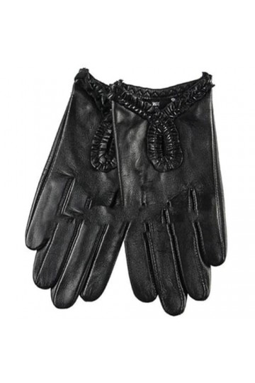 Pulcykp Gants dautomne simples en cuir pour femme Gants en cuir Gants de conduite en dentelle, Noir , S