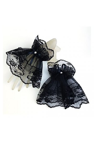 Roytil Gants de Protection Solaire dété Femmes Manches Courtes Poignets en Dentelle Poignets Bracelets Solide Noir Blanc Gan