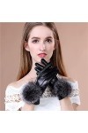 FZYE Gants dhiver pour Dames Gants en Cuir PU pour Dames Conduite dhiver Épaississement Chaud Noir Fox Ball Burr Gants en C