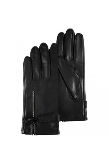 Isotoner Gants femme cuir dagneau avec nœud plat - doublés soie