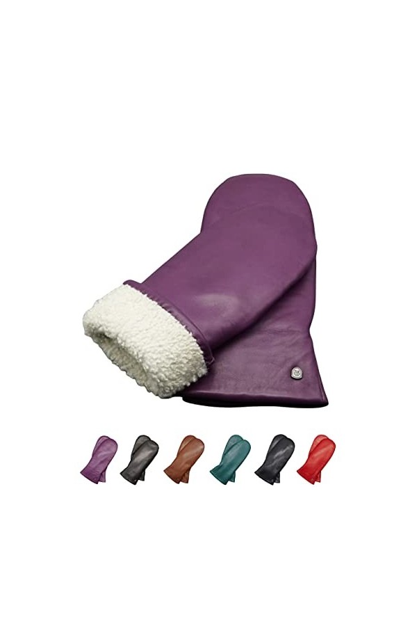 AKAROA ESTD 2019 Gants en cuir pour femme SUE, moufles en cuir italien, doublure en peau dagneau de Nouvelle-Zélande., Sue b