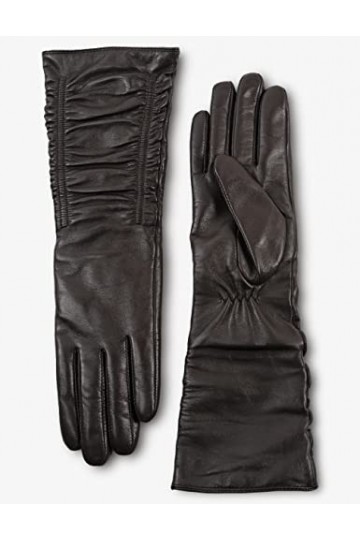 YISEVEN Femme Gants dOpéra en Cuir de Mouton Écran Tactile en Laine Doublée Mi-long Élégant Design Froissé et Coude Long Hiv