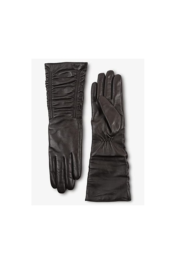 YISEVEN Femme Gants dOpéra en Cuir de Mouton Écran Tactile en Laine Doublée Mi-long Élégant Design Froissé et Coude Long Hiv