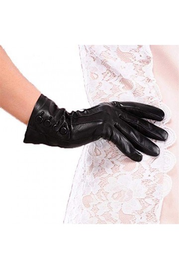 Décoration De Noëlgants dhiver Gants en Cuir PU Qiulv Femme Écran Tactile Chaud Gants Complets en Daim Boutons Thermiques À 