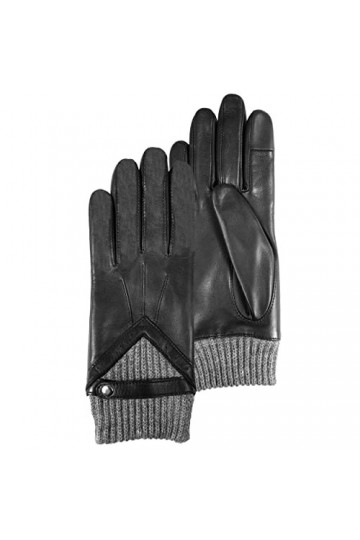Isotoner Gants femme tactiles en cuir dagneau - doublés polaire