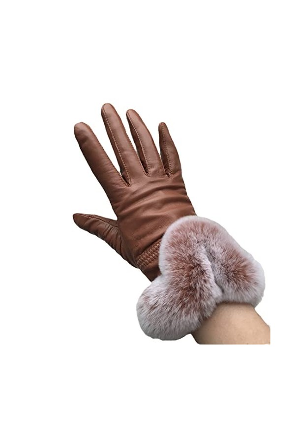 Automne Hiver Gants Femme Cuir Moufles Moufles Noir Rouge Bleu Rose, camel, taille unique