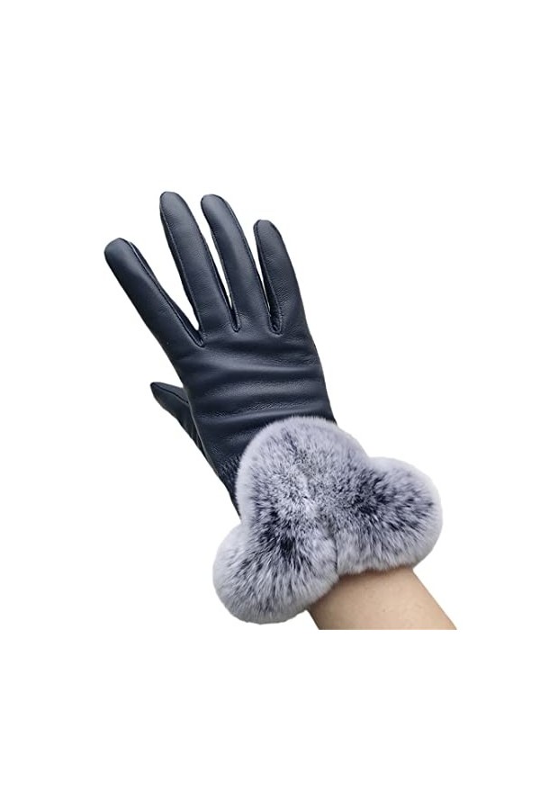 Automne Hiver Gants Femme Cuir Moufles Moufles Noir Rouge Bleu Rose, camel, taille unique