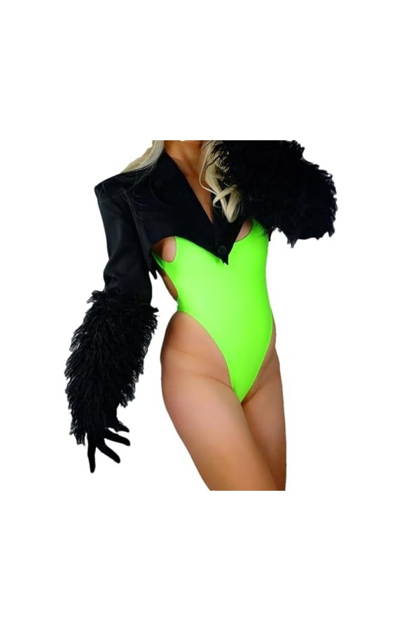 Pohullan Gants en plumes 70 cm extra longs extensibles en fausse fourrure Marron kaki 9 Beige, Noir , M