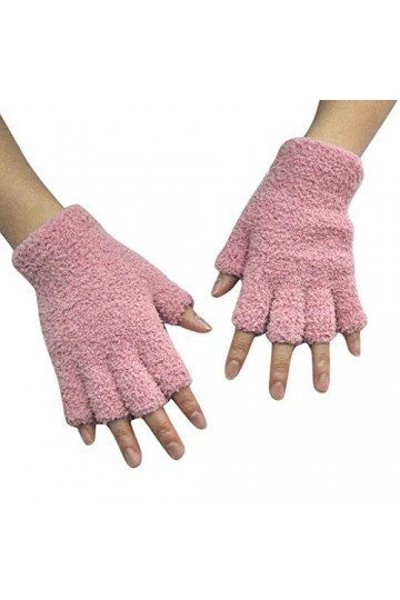 TWDYC 2020 Nouveaux Gants Unisexes Mitaines Demi-Doigt sans Doigts Fuzzy Adulte Mignon Rose Hiver Chaud Hiver Gants Femelles 