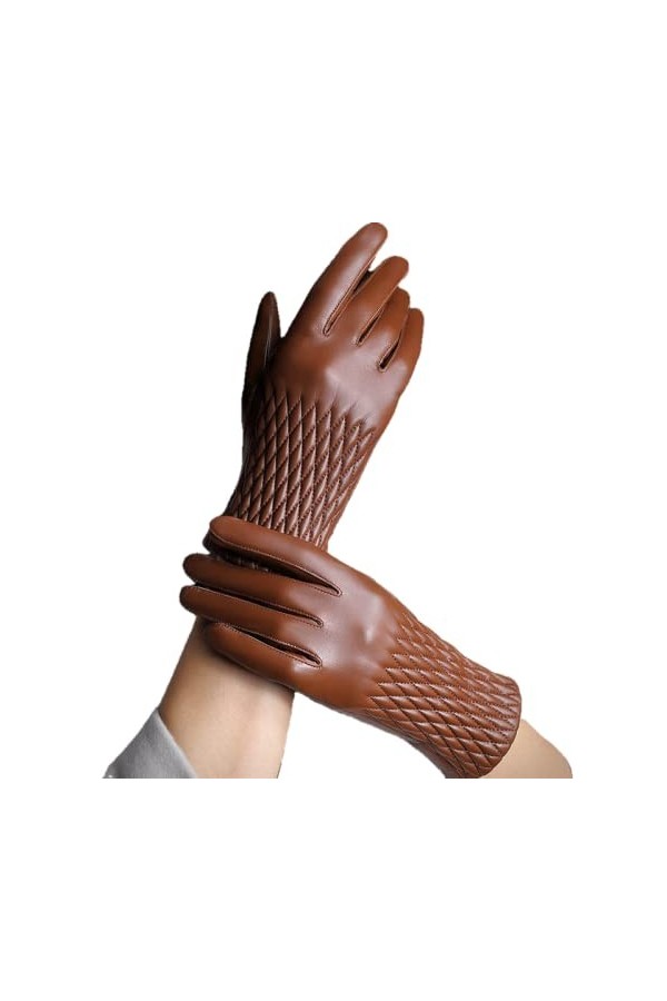 Gants Chauds Pour Femme Gants En Cuir Véritable Pour Femmes, Écran Tactile, Gants En Peau De Mouton, Plus Doublure En Velours
