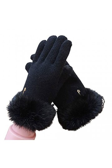 Gants chauds dhiver fendus doigts - Gants dhiver en laine pour femmes - Gants doux et confortables pour lautomne et lhive