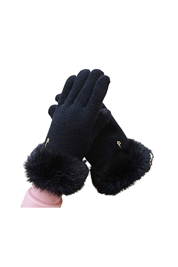 Gants chauds dhiver fendus doigts - Gants dhiver en laine pour femmes - Gants doux et confortables pour lautomne et lhive
