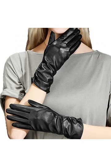FZYE Gants dhiver pour Femmes Gants en Cuir Longs pour Femmes Winter Plus Velvet Warm Gants en Cuir à écran Tactile Gants de