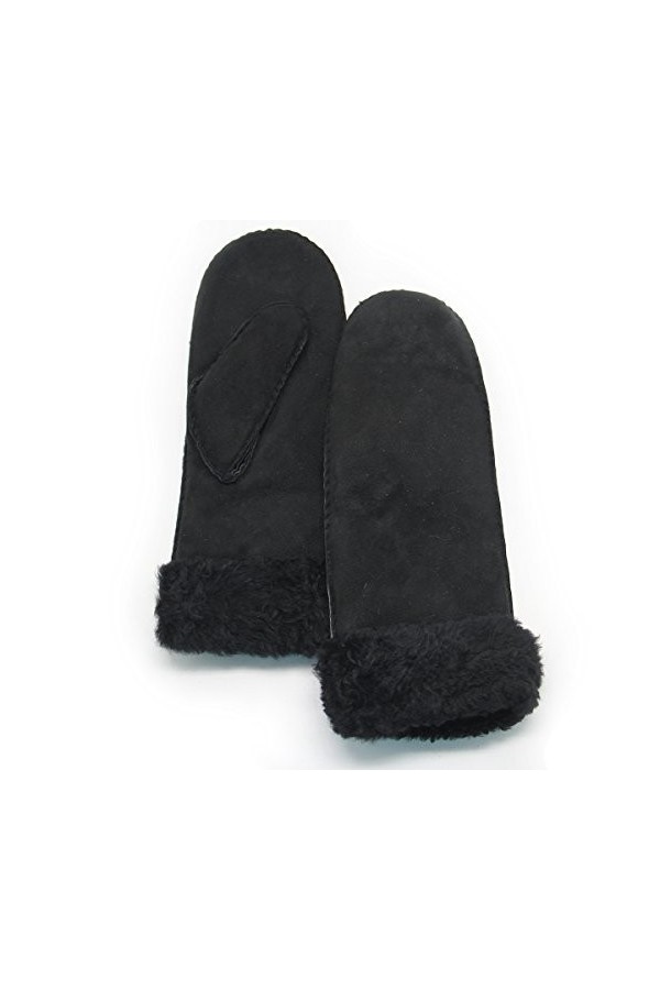 YISEVEN Femmes Hiver Nouveau Gants Moufles en Cuir Peau de Mouton Véritable Chaud Épais Fourrure Doublée Mérinos Thermique Lo