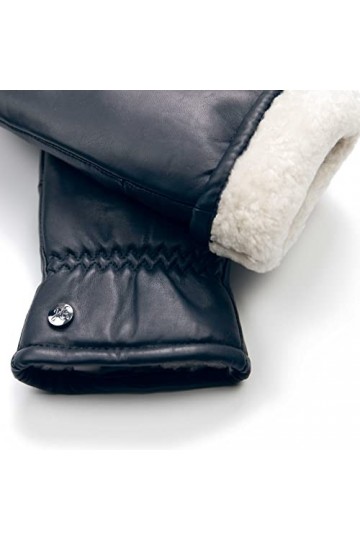 Hand Gewand by Weikert Moufles en pure peau dagneau mérinos et cuir nappa dagneau robuste pour femme, gants en peau dagnea