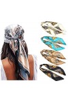 WELROG Echarpes Carrées Satin 90x90cm pour Femme 4 PCs Femmes Soyeux comme Écharpe de tête Bandanas Écharpe de cheveux Écharp