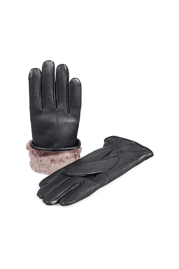 Zavelio Gants en fourrure de mouton pour femme - noir - Small