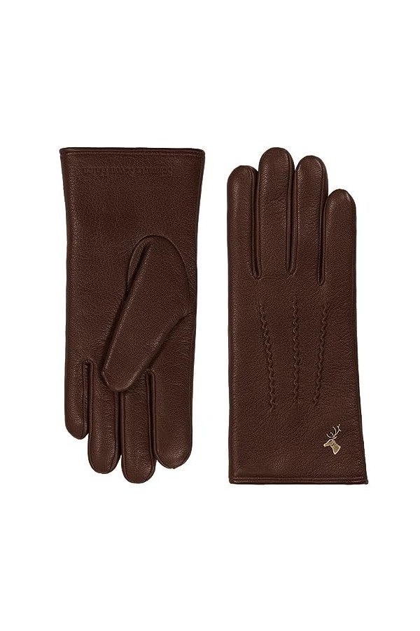 Schwartz & von Halen Gants Femme - Chelsea - 100% cuir de chèvre nappa - doublure de luxe en laine dagneau - Cognac L - 8